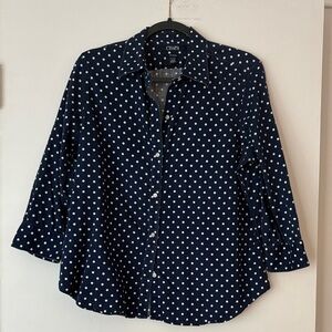 Dark Blue Blouse with White Dots